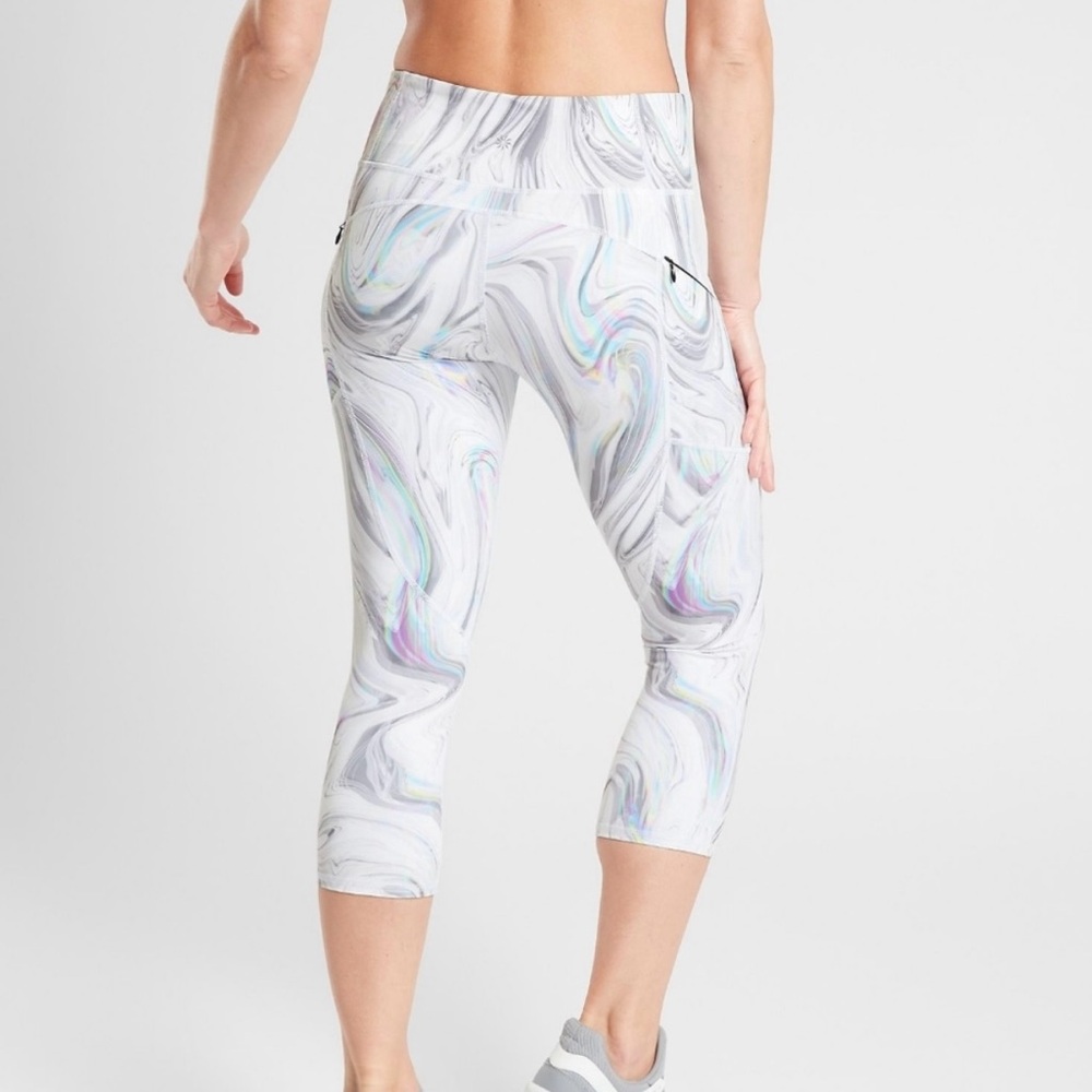 ATHLETA White Opal Contender Capri Tight Active‎ Workout Gym Running Bottoms XS